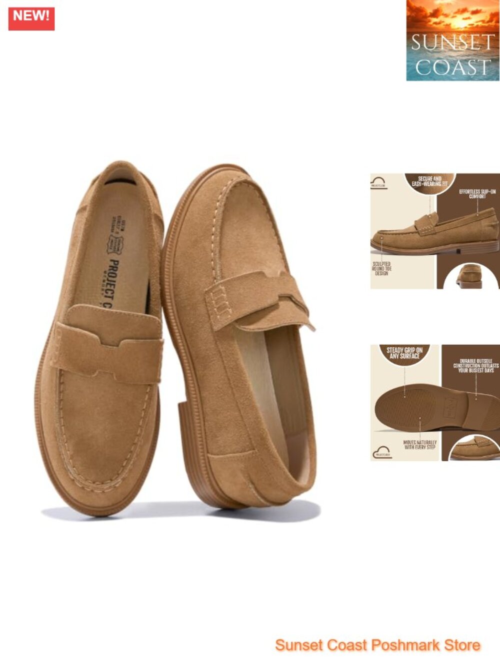 Genuine Suede Slip On Loafers Women Memory Foam Insole Business Casual
